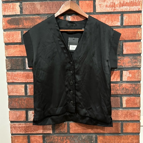 ATM V Neck Top in Black - Picture 2 of 11
